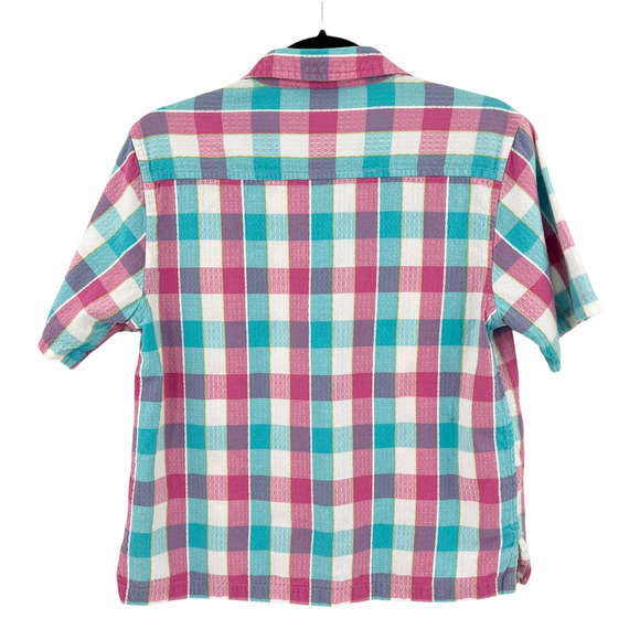 Habana Womens Checkered Blouse Cotton Small Textured Retro Summer Lightweight - Picture 2 of 8